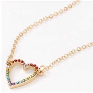 Gold Rainbow Open Heart Necklace